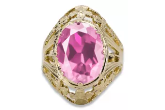 Anillo Joyería vintage Amethyst Oro amarillo de 8 quilates vrc031x-am Art Deco Estilo ruso soviético URSS